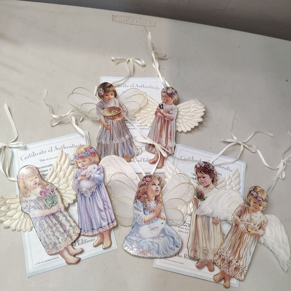 Bradford Edition Heaven's Little Angels 7 Ornaments Certificate‎ Of Authenticity